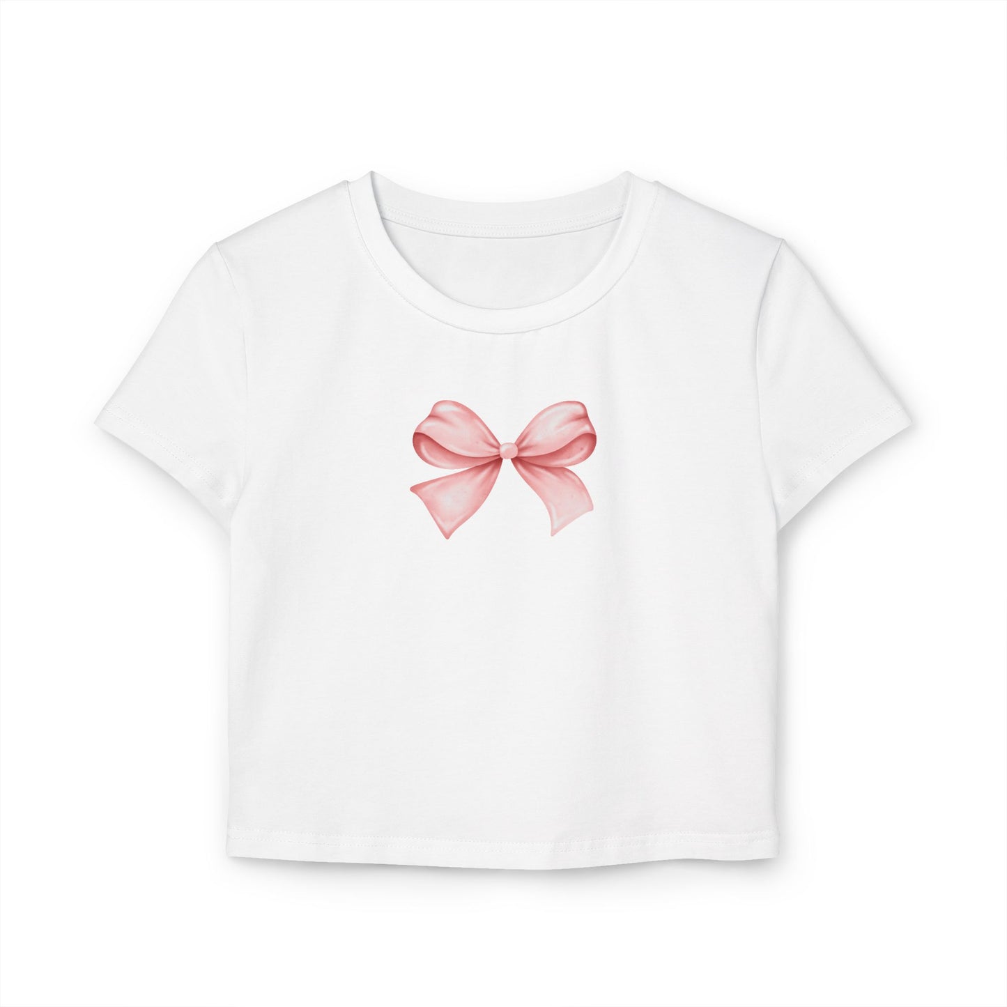 White Bow Women's Baby Tee