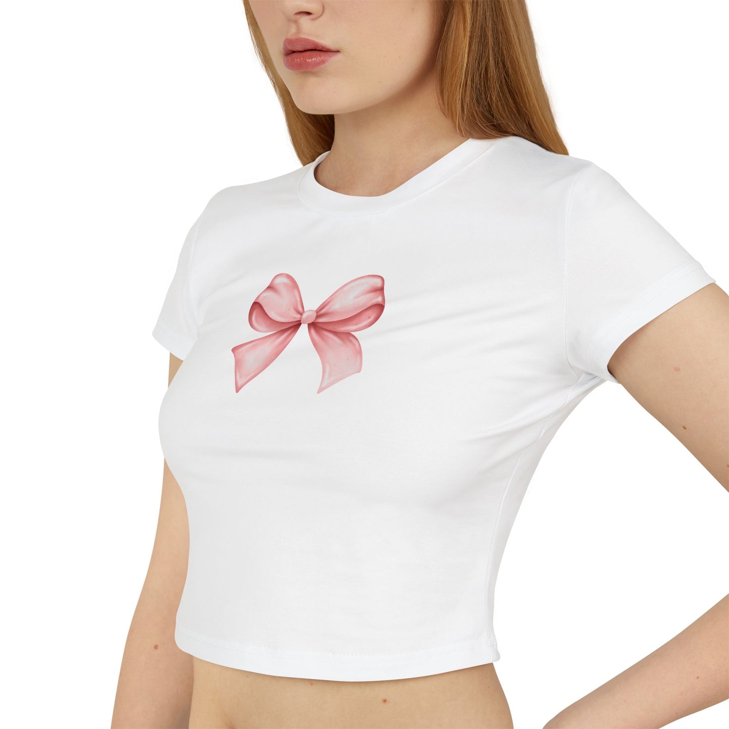 White Bow Women's Baby Tee